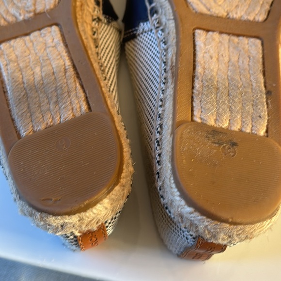 Tory Burch Black/White Canvas And Leather Logo Lonnie Espadrilles Flats Size 9M - Picture 11 of 13